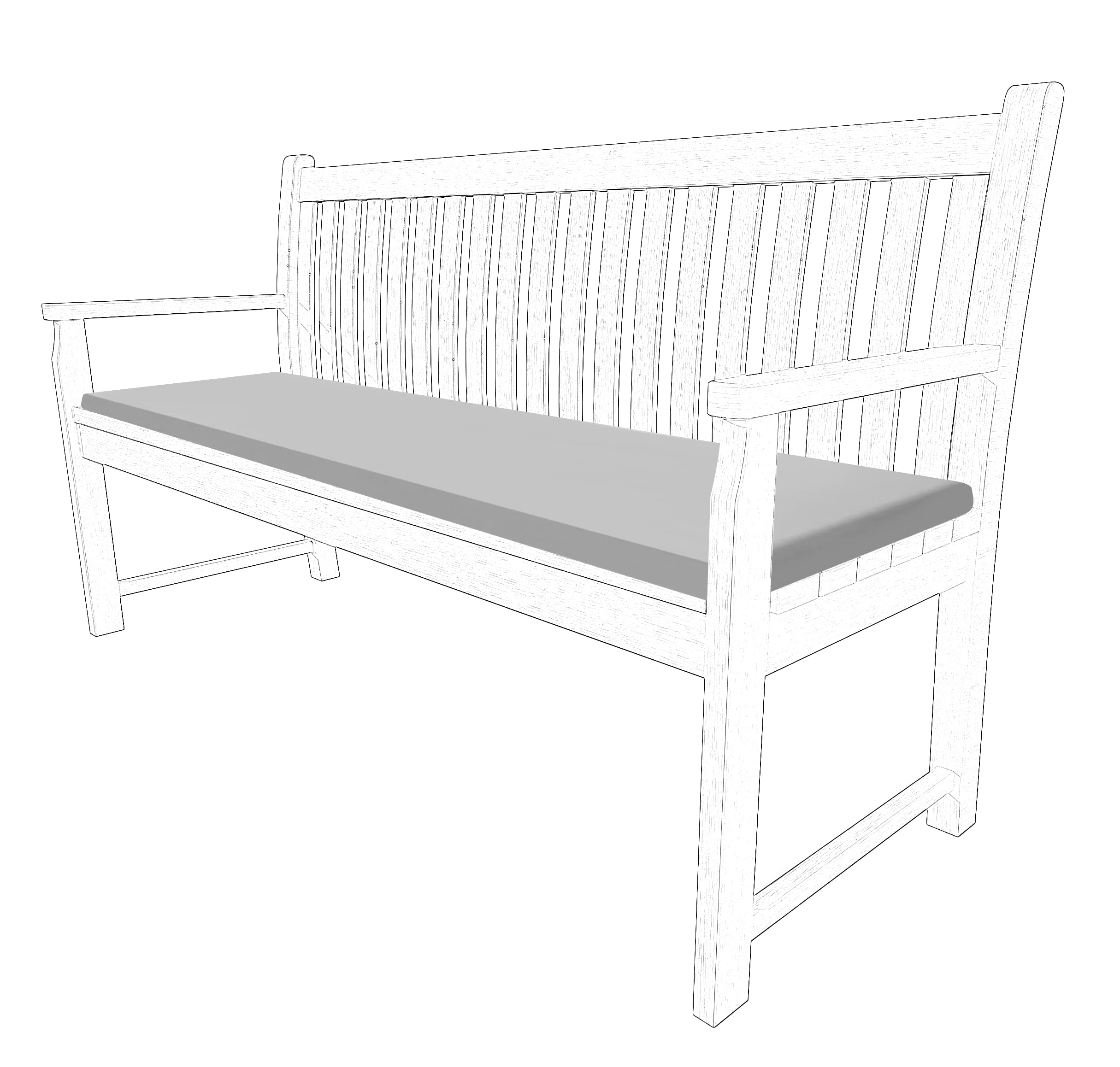 iSTYLE MODE BETTER HOME CHOICE 2 3 & 4 Seater Outdoor Garden Bench Cushion Water Resistant Patio Furniture Rectangle Bench Cushion Comfortable Seat Pad Soft Non-Slip Furniture Pad (Grey, 4 Seaters)-image-45