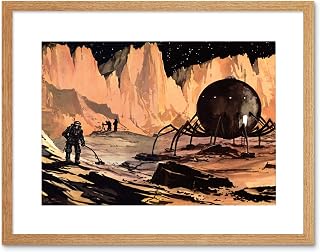 SPACE PAINTING ALIEN WORLD SHIP WEIRD COOL ROCK ASTRONAUT FRAMED PRINT B12X6290