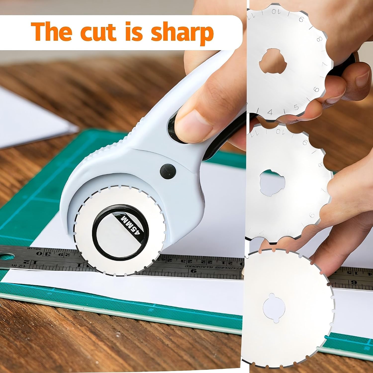 9 Pcs 45mm Crochet Edge Rotary Cutter Blades, Bestgle 12/15/27 Teeth Skip Stitch Rotary Replacement Cutter Blade for Quilting Sewing - Fits Fiskars, OLFA
