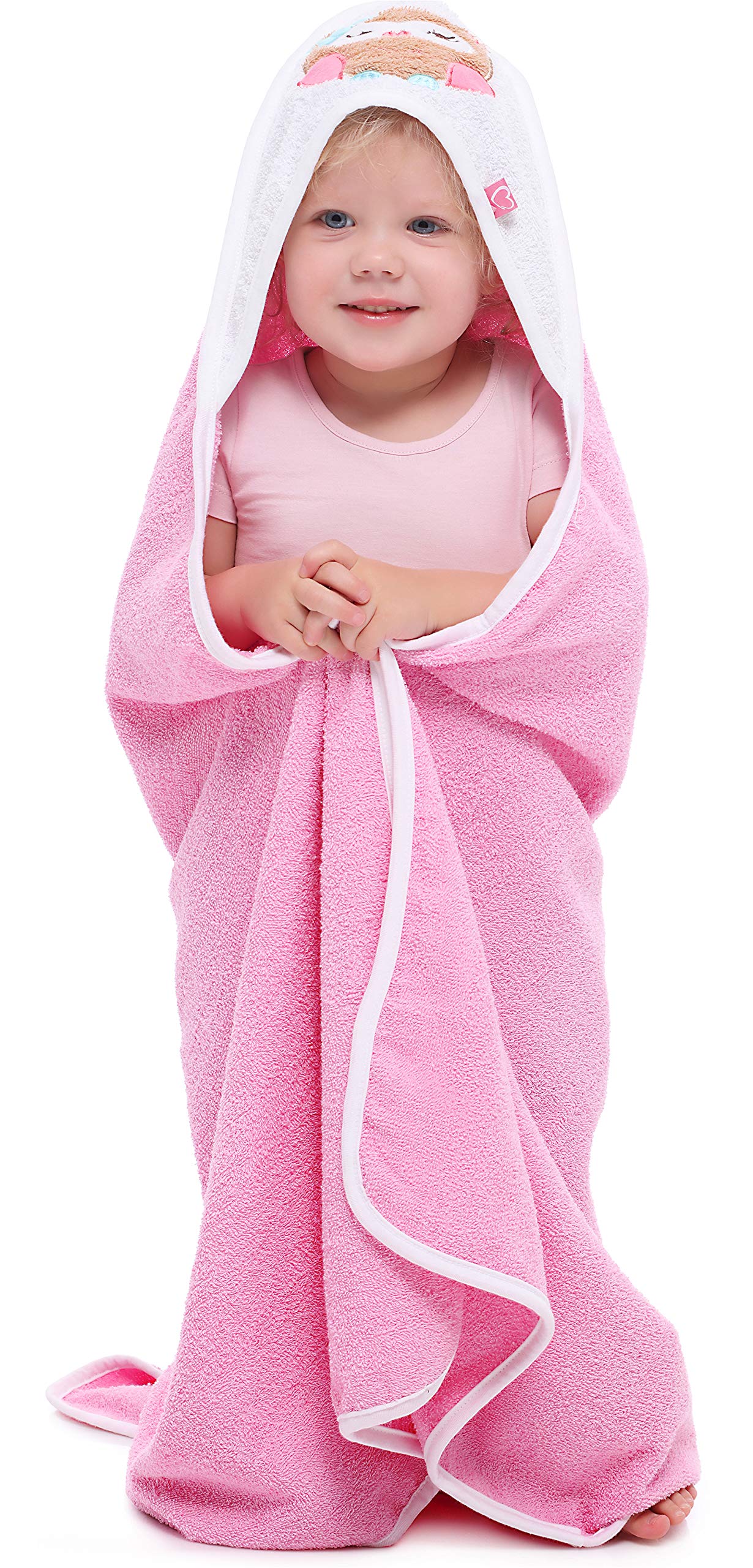 Be Mammy Serviette à Capuche en Coton Bébé Oeko-Tex Standard 100 100cm x 100cm BE20-240-BBL (Rose - Chouette)