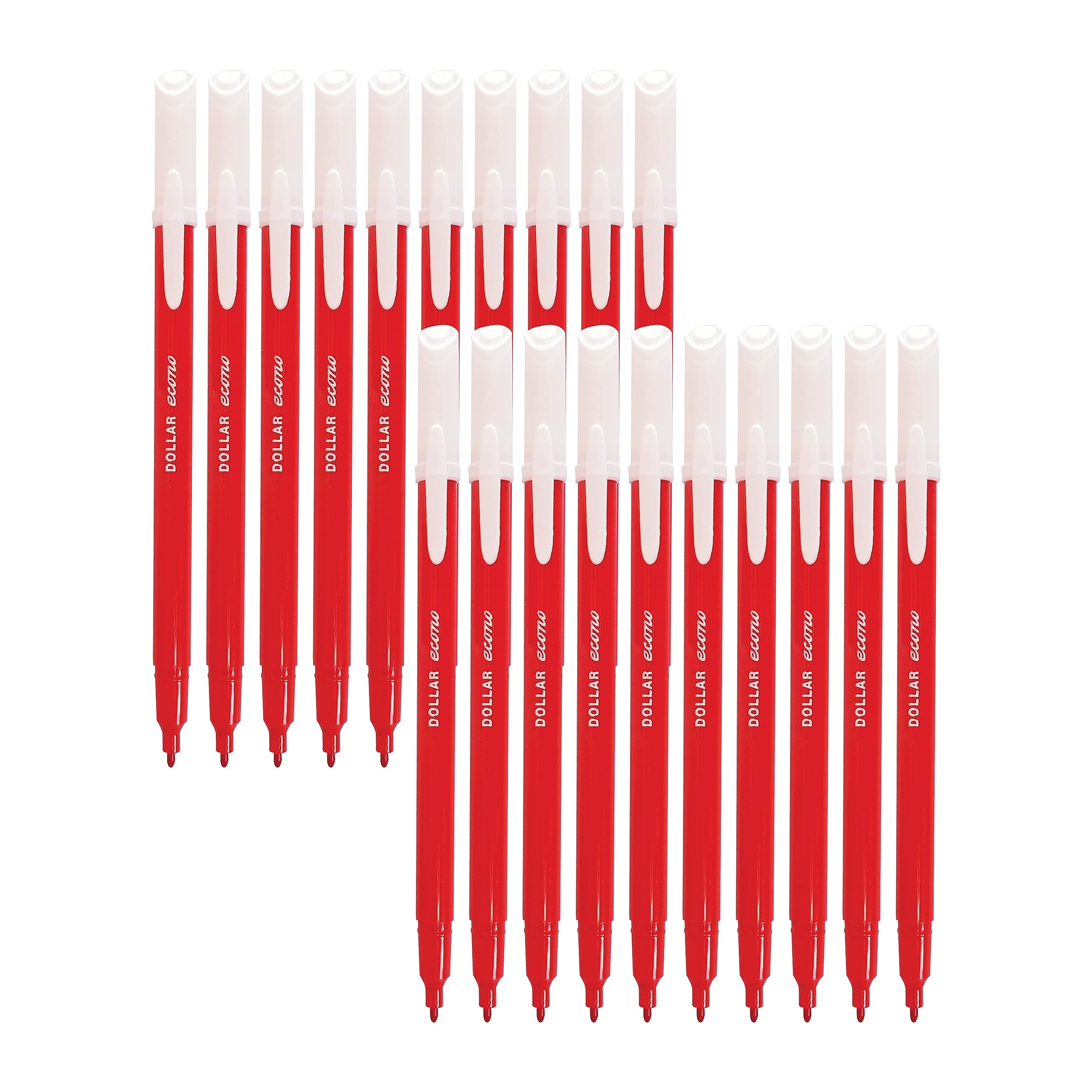 DOLLAR FeltStic Writing Pens, RED, Pack of 20, Fine Point, Smooth Writing, Ideal for Colour Draw Sketch Mark Fine Line Pens, School Office Home Use
