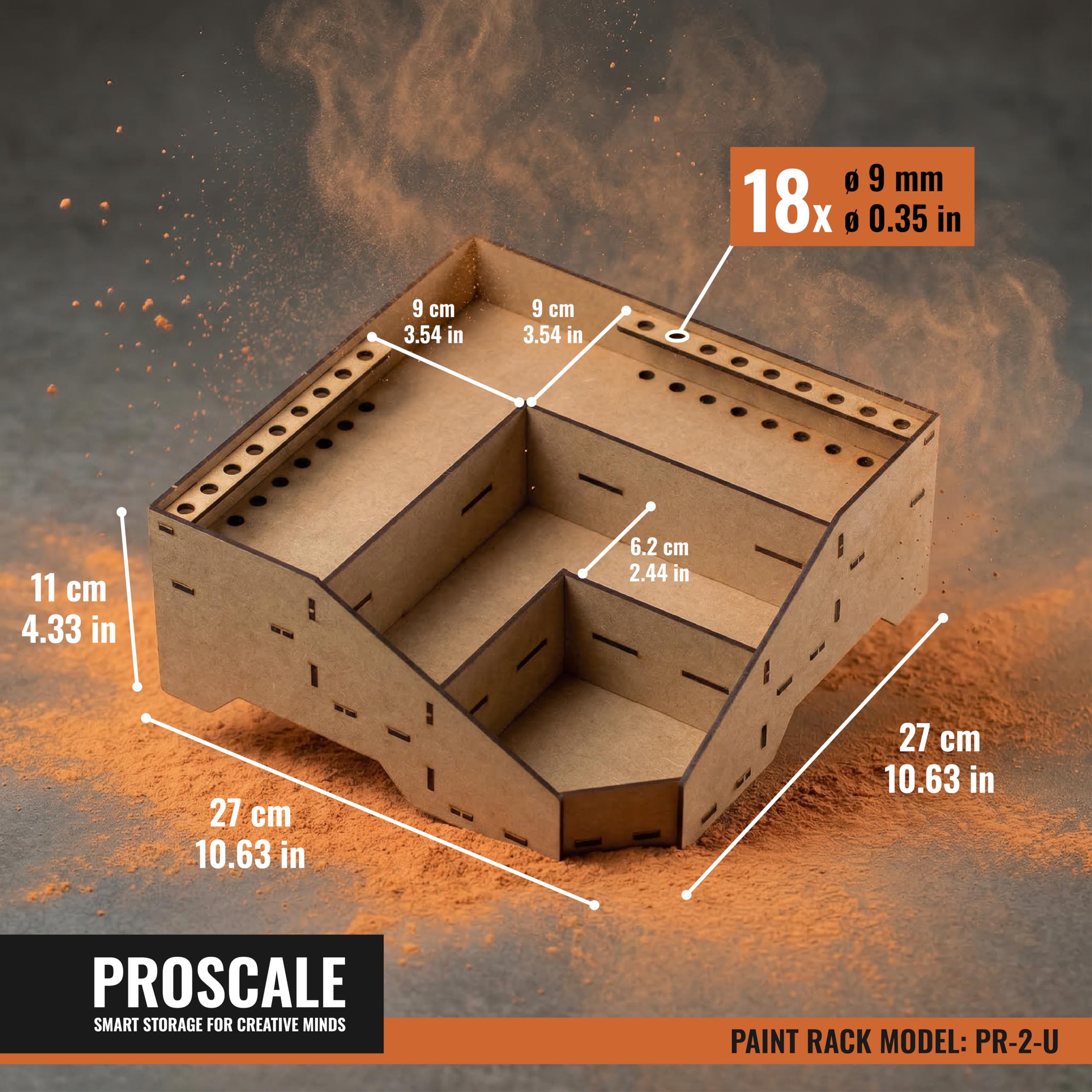 PROSCALE Paint Rack for model paints. Hobby craft Citadel Vallejo Tamiya Army paint rack stand Portable paint holder organiser Miniature warhammer paint storage Stand Model painting station (Model D)