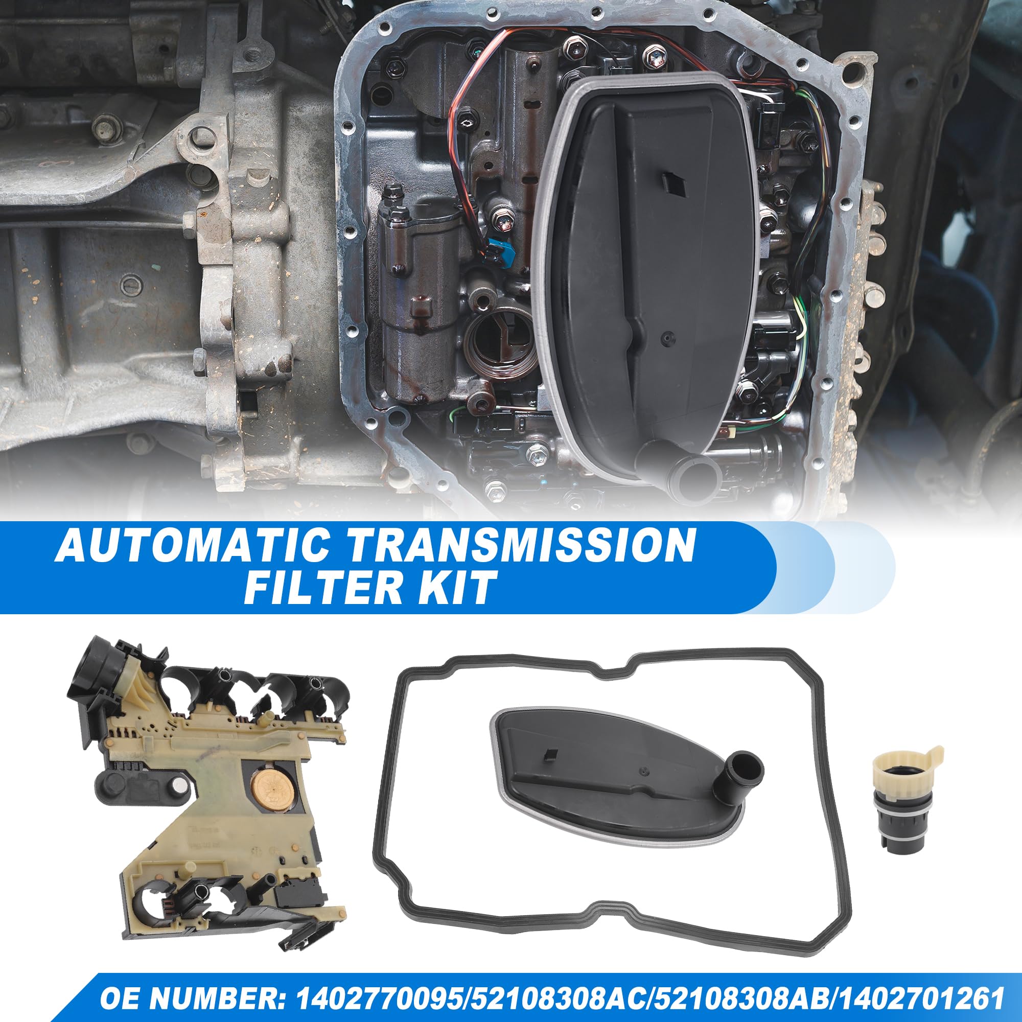 QUARKZMAN Kit De Conector Y Filtro Para Mercedes-Benz 722.6-1 Juego | Color Negro/Plateado, Material Metal/Caucho, Nro Oe 1402770095, Para Chrysler 300 12-14, Para Dodge Charger 06-20