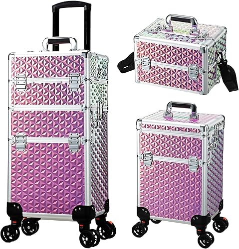 Miniatura 9 de Profesional 3 en 1 Estuche de maquillaje con ruedas Estuche de tren cosmético con ruedas Gran Capacidad Maquillaje Trolley Salon Barber Traveling