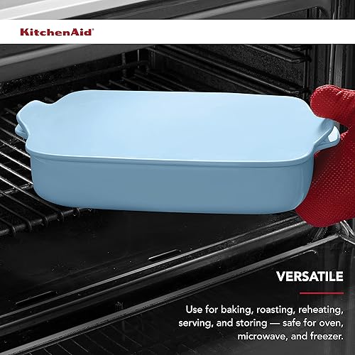 Miniatura 5 de KitchenAid Panadero rectangular con tapa, gres vitrificado, 9 pulgadas, 13 pulgadas, 2.5 pulgadas, terciopelo azul