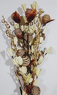 Bunch of Handmade Dry Palm Leaf Artificial Flowers, Moti Sticks, Jute Thread Balls and Dry Palm Leaves Filler, 50cm Bunch,... Price In India