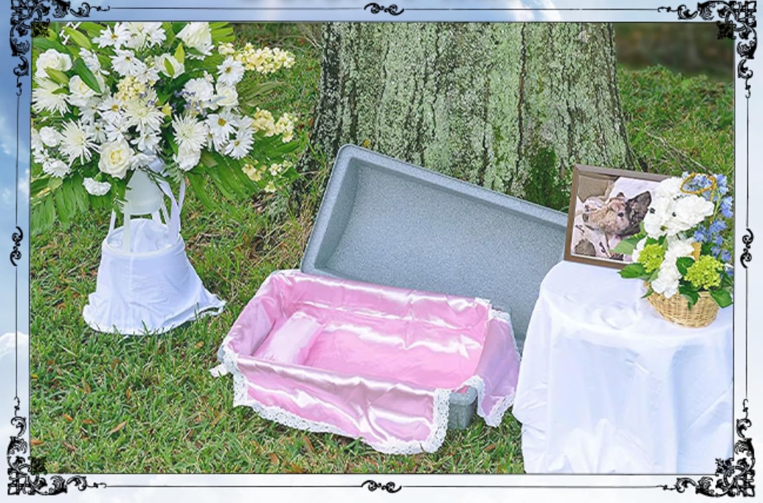 Loving Touch Extra Small Ultra Strong and Safe Pet Casket for Dogs, Cats, and Other Animals with Pink Bedding & Pillow | Safe and Durable | Pet Memorial | Butyl Sealing Tape | (X-Small, Pink)