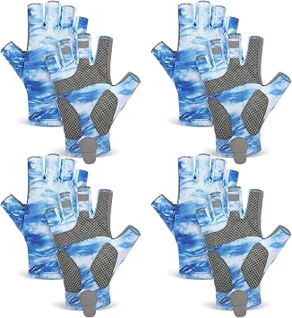 4 Pairs Fingerless Gloves Fishing Gloves, UPF 50+ Breathable, Quick-Drying Sun Protection for Men & Women Anti-Slip for Fishing, Cycling