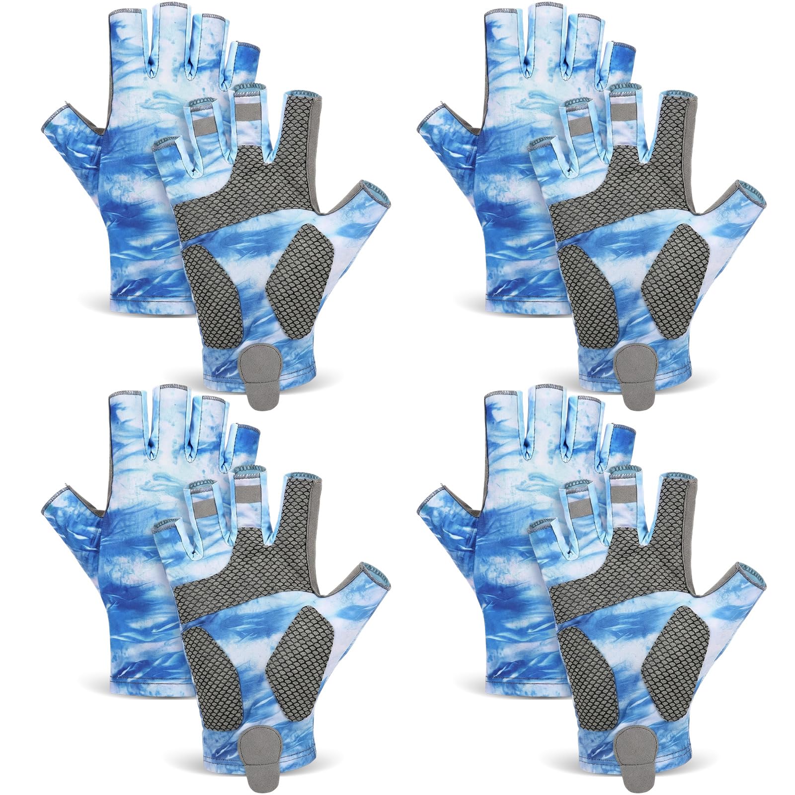 4 Pairs Fingerless Gloves Fishing Gloves, UPF 50+ Breathable, Quick-Drying Sun Protection for Men &amp; Women Anti-Slip for Fishing, Cycling