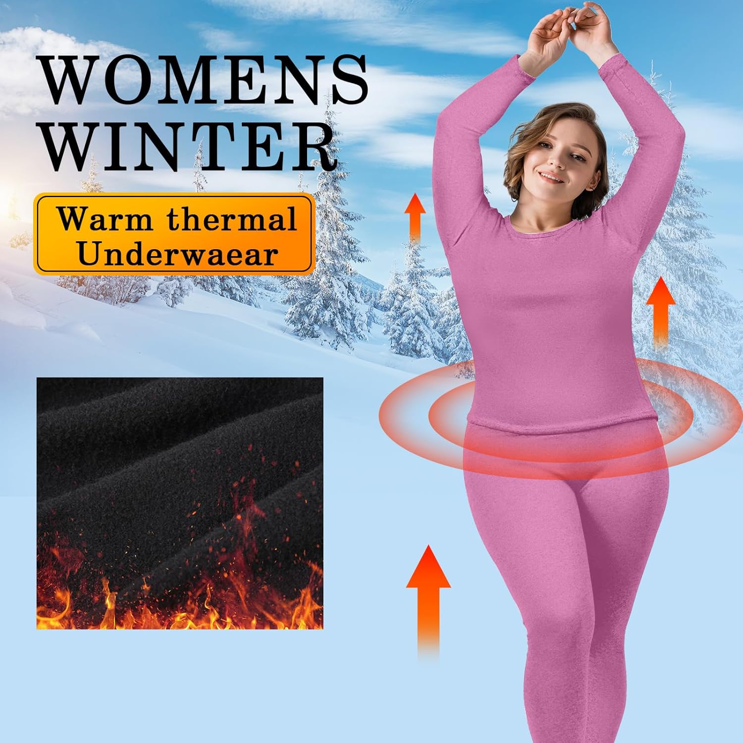 Patelai 3 Pack Women Plus Size Long Sleeve Thermal Shirts Undershirt Fleece Lined Underwear Top Women Crew Neck Base Layer - Image 3