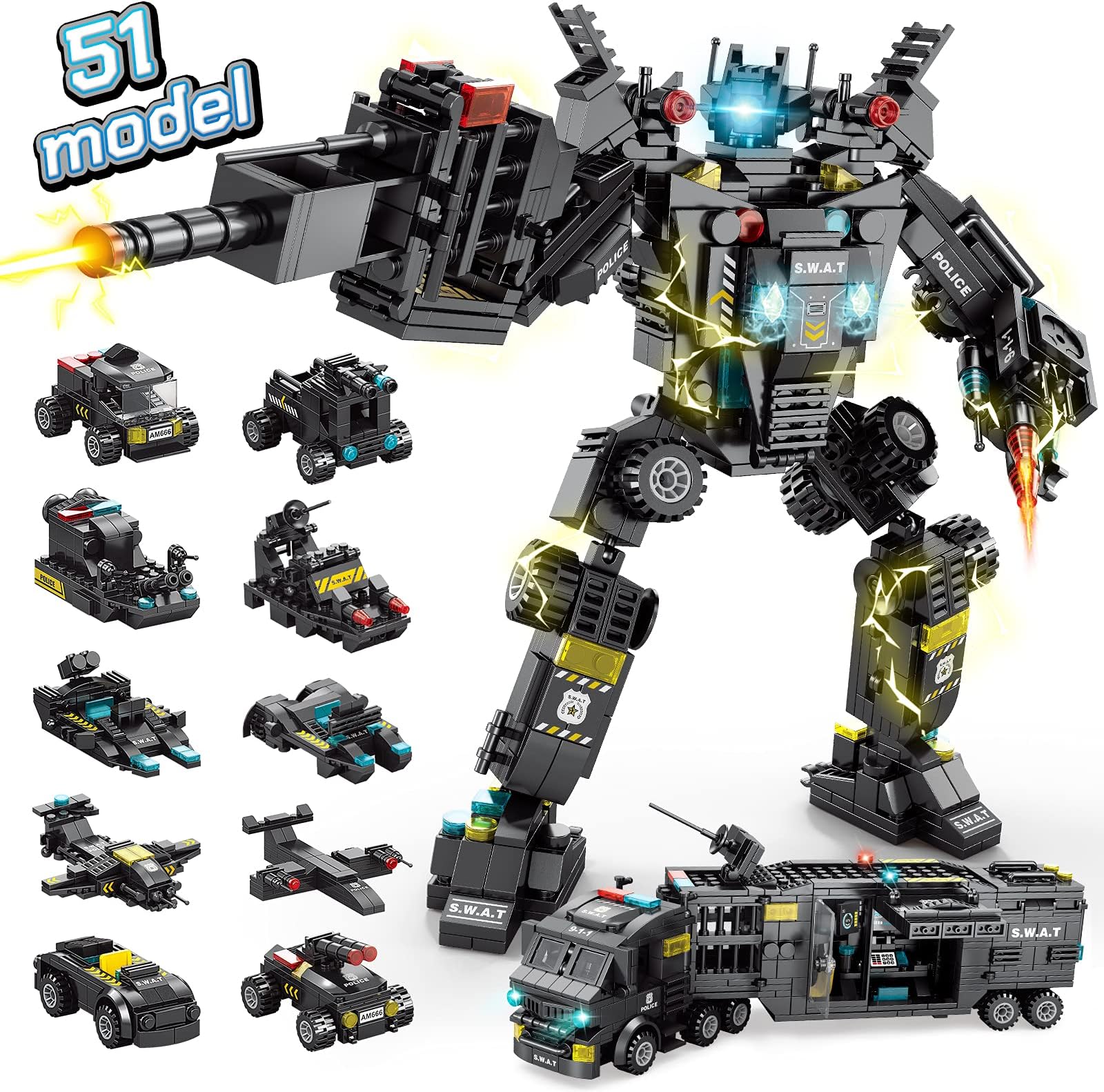 HISTOYE 51-in-1 Robot Building Kit for Kids STEM Building Toys Erector Set for Boys 8-12 Engineering STEM Projects Construction Building Blocks Toys Gifts for Boys Kids Age 6 7 8 9 10 11 12 Year Old