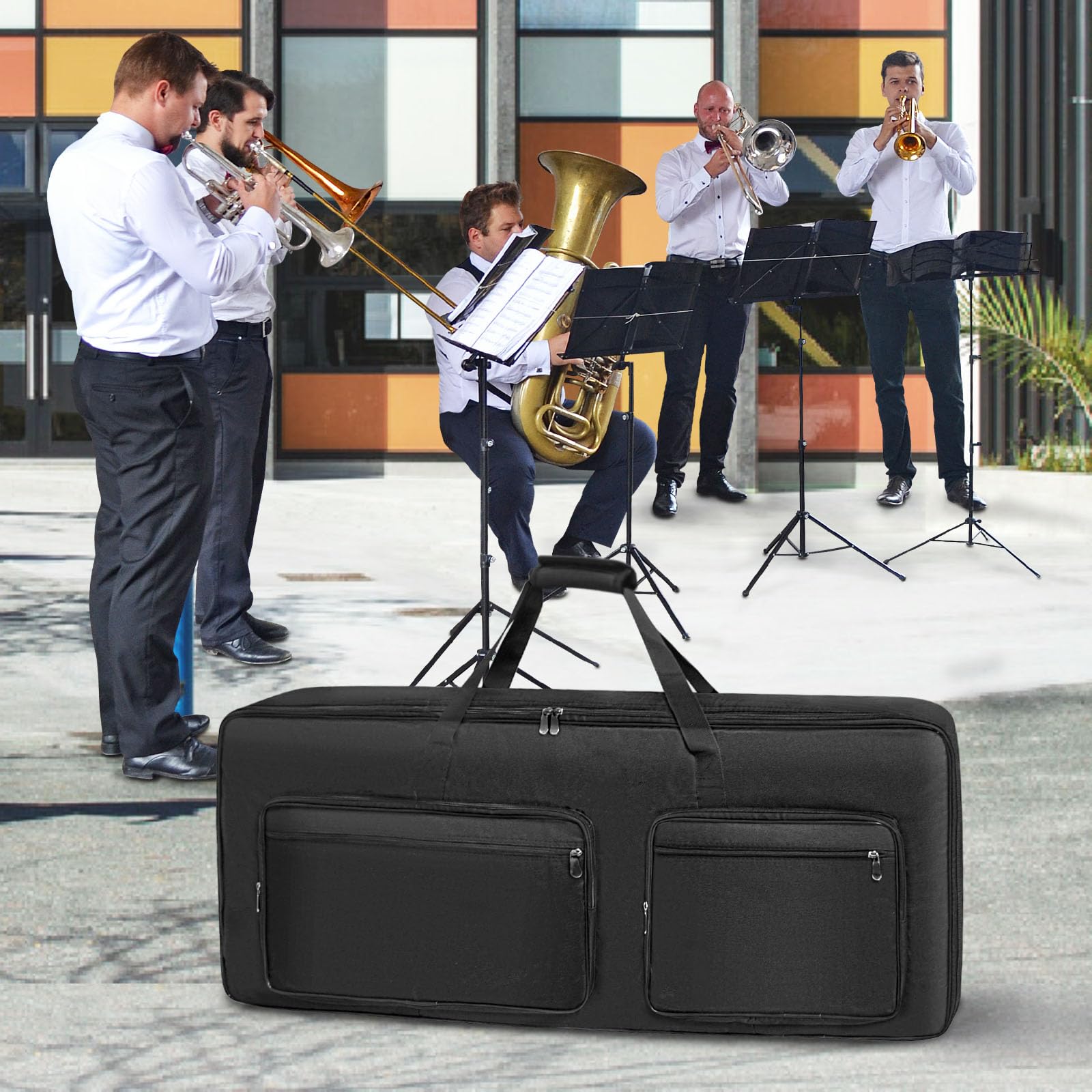 SUNDOY Custodia per tastiera a 61 tasti in robusto tessuto Oxford 600D, imbottitura in schiuma da 10 mm, perfetta per il trasporto di tastiere, accessori musicali e altro ancora