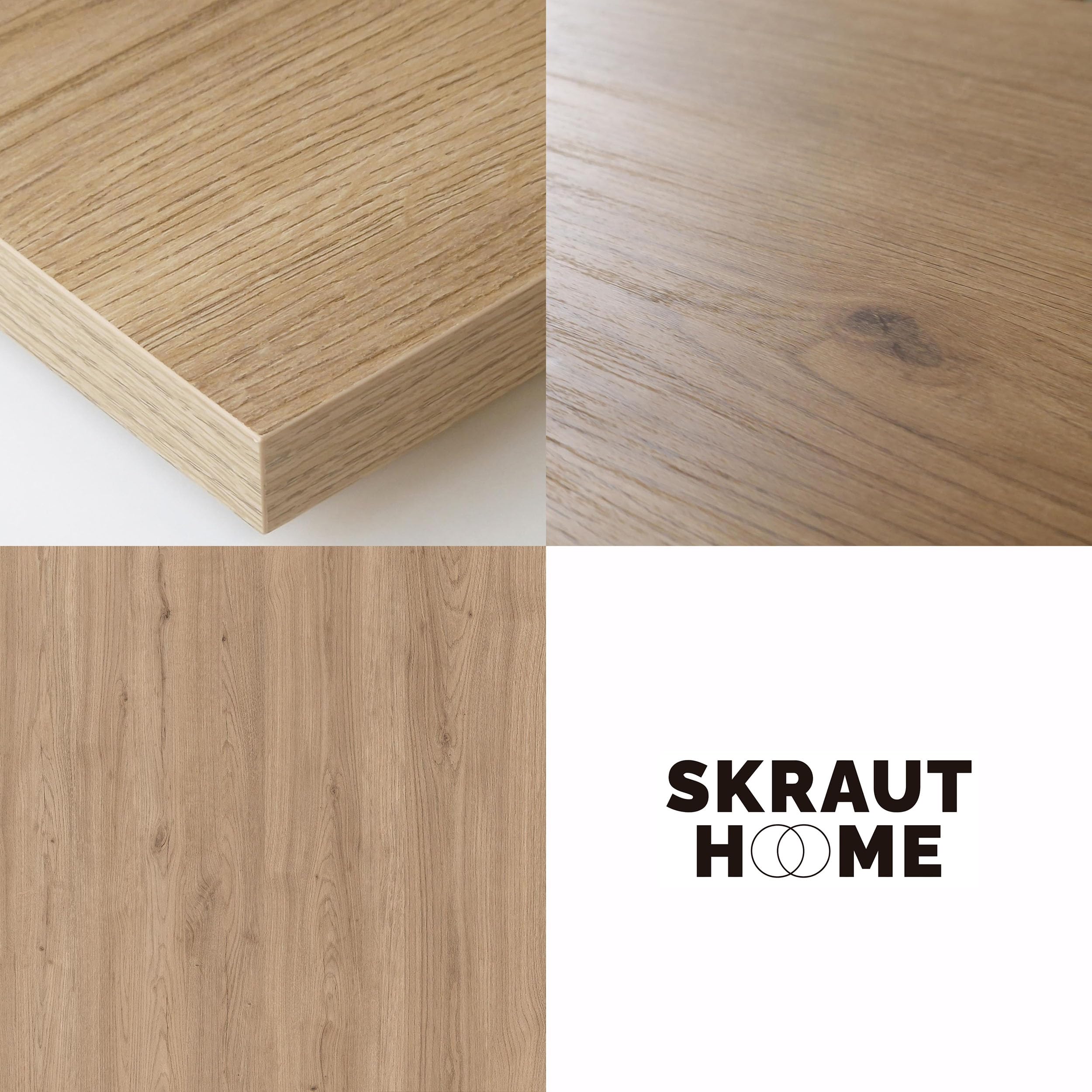 Skraut Home | TV-Meubel, Lowboard | Woonkamer, Eetkamer | 317x45x35 cm | Elektrische haard XXL | Moderne stijl | Eiken