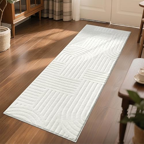 Soft Cozy Fluffy Arch Pattern High Low Pile Runner Rugs
