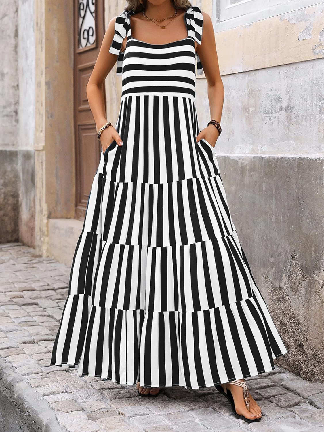 PRETTYGARDEN Women Dresses 2026 Summer Floral Sleeveless Maxi Dress Casual Spaghetti Strap Tiered Flowy Beach Long Dress - Image 4