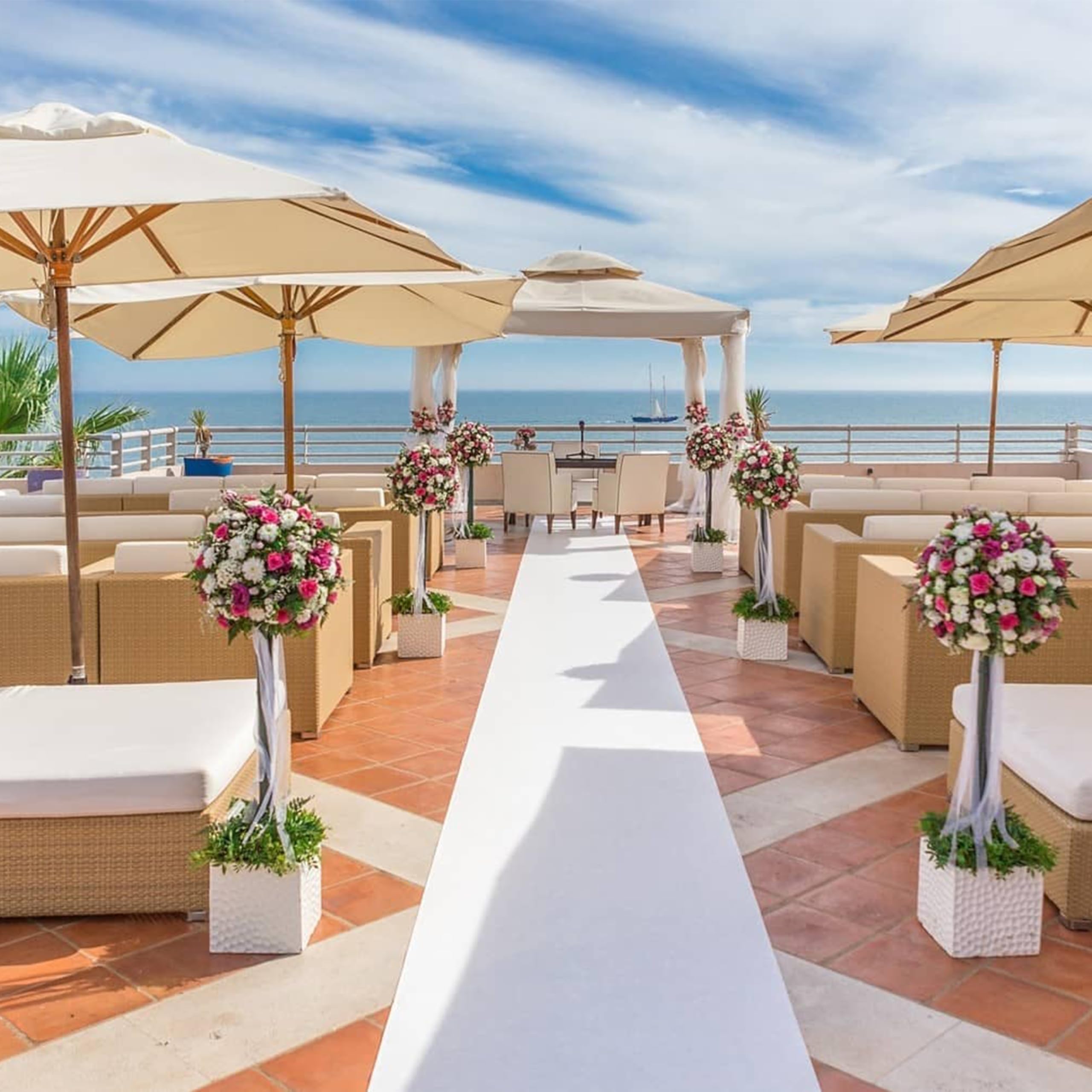 Tapis Mariage Blanc SALSA - Tapis d´événement et Cérémonie | Réutilisable et Antidérapant | Décoration de Mariage 2,00mx2,00m