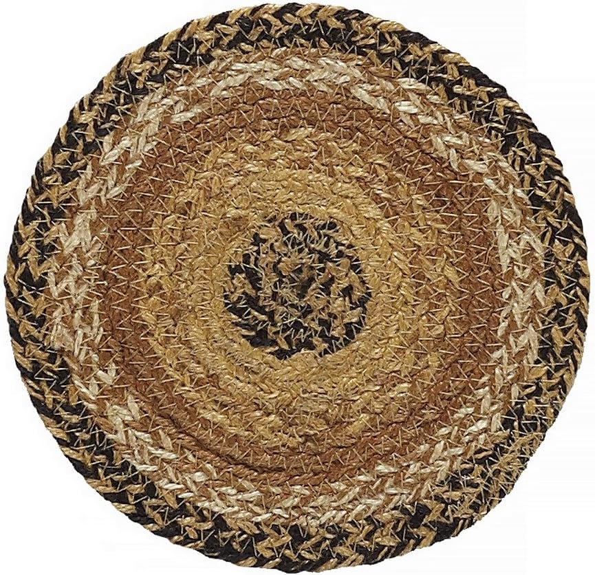 VHC Brands Kettle Grove Table Mat- Pot Holder- Woven Jute Trivet, 15" Round, Ombre