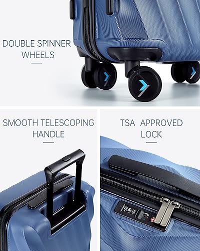 Vista 2 de BAGSMART Equipaje de viaje para equipaje de mano Azul marino Equipaje rígido con ruedas giratorias