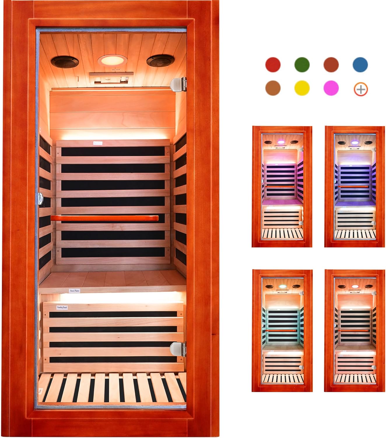 Infrared Sauna for Home Indoor Sauna Wooden Dry Sauna Room Low EMF for 1 Person with Control Panel, Bluetooth Speaker, Reading Lamp