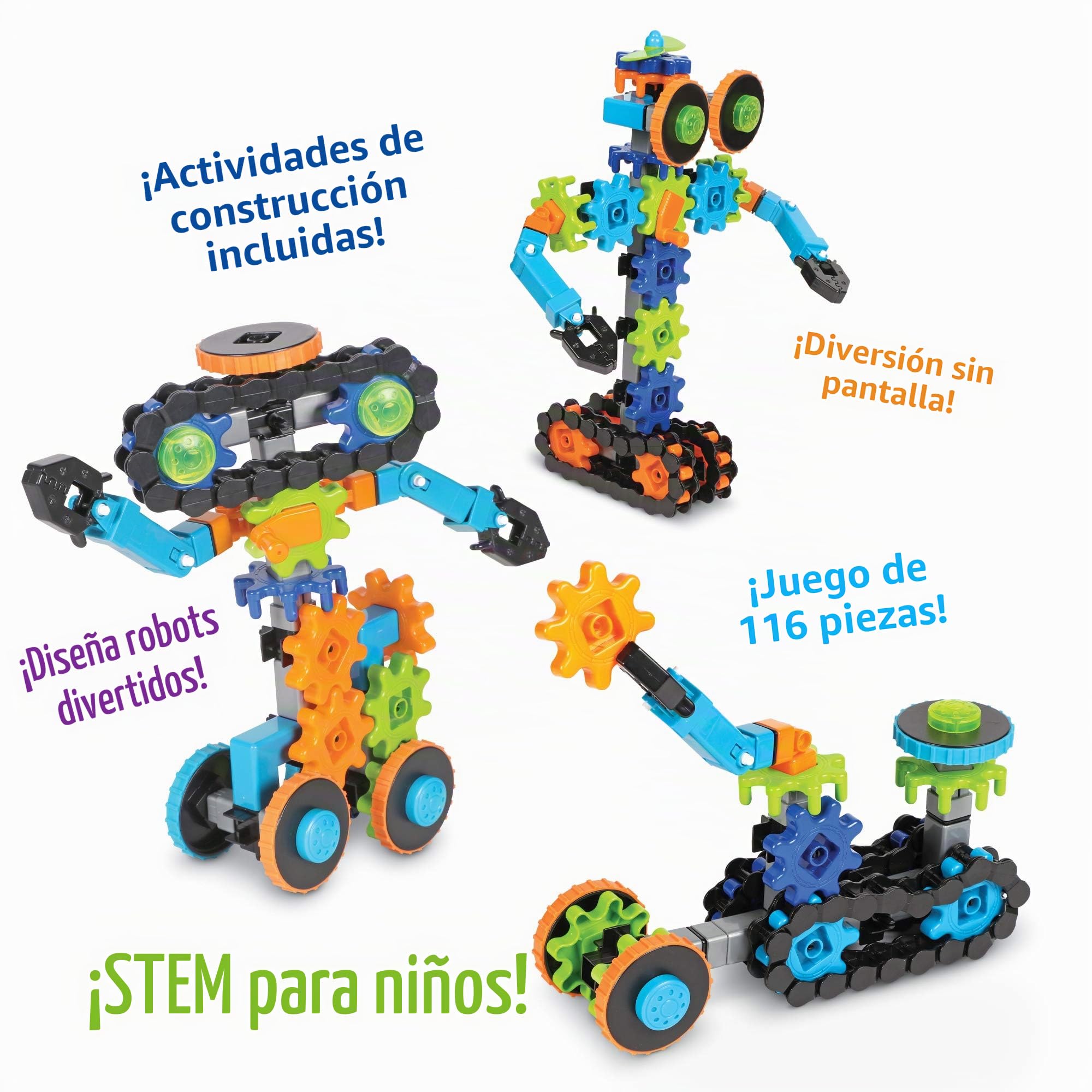 Learning Resources Robots en Movimiento de Gears Gears Gears, Stem, Juguete con Engranajes,Robot, niños de 5+ años de Edad