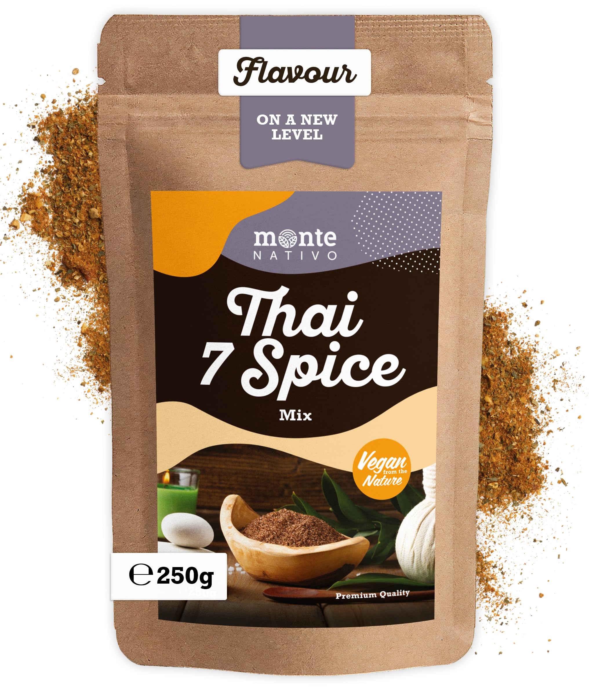 Thai 7 Spice Monte Nativo (250g) - Thai Spice Blend - Asian Seasoning - Gently dried and aromatic Spices ideal for Cooking and Seasoning