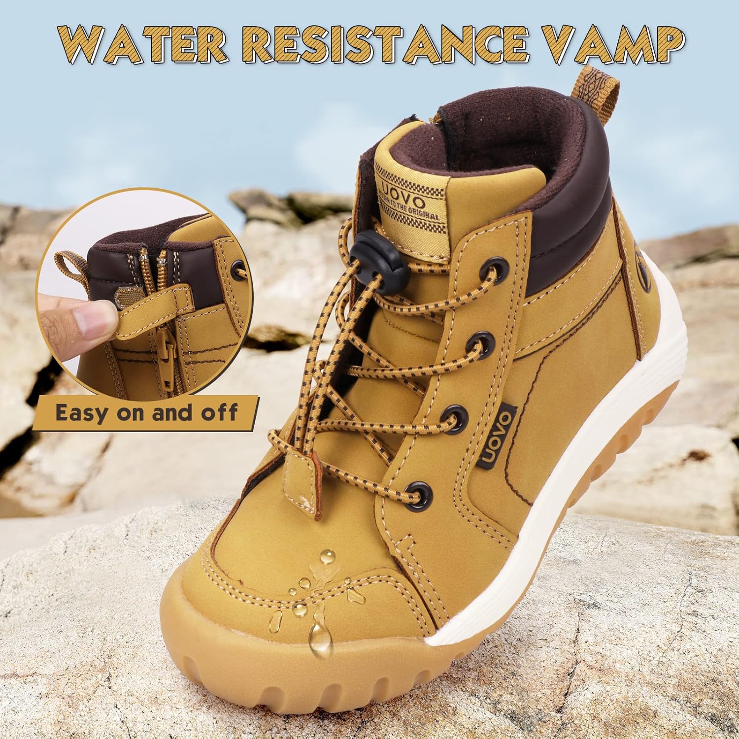 Boys Snow Fashion Boots Winter Waterproof Slip Resistant Outdoor Ankle Walking Sports Shoes (Toddler/Little Kid/Big Kid)