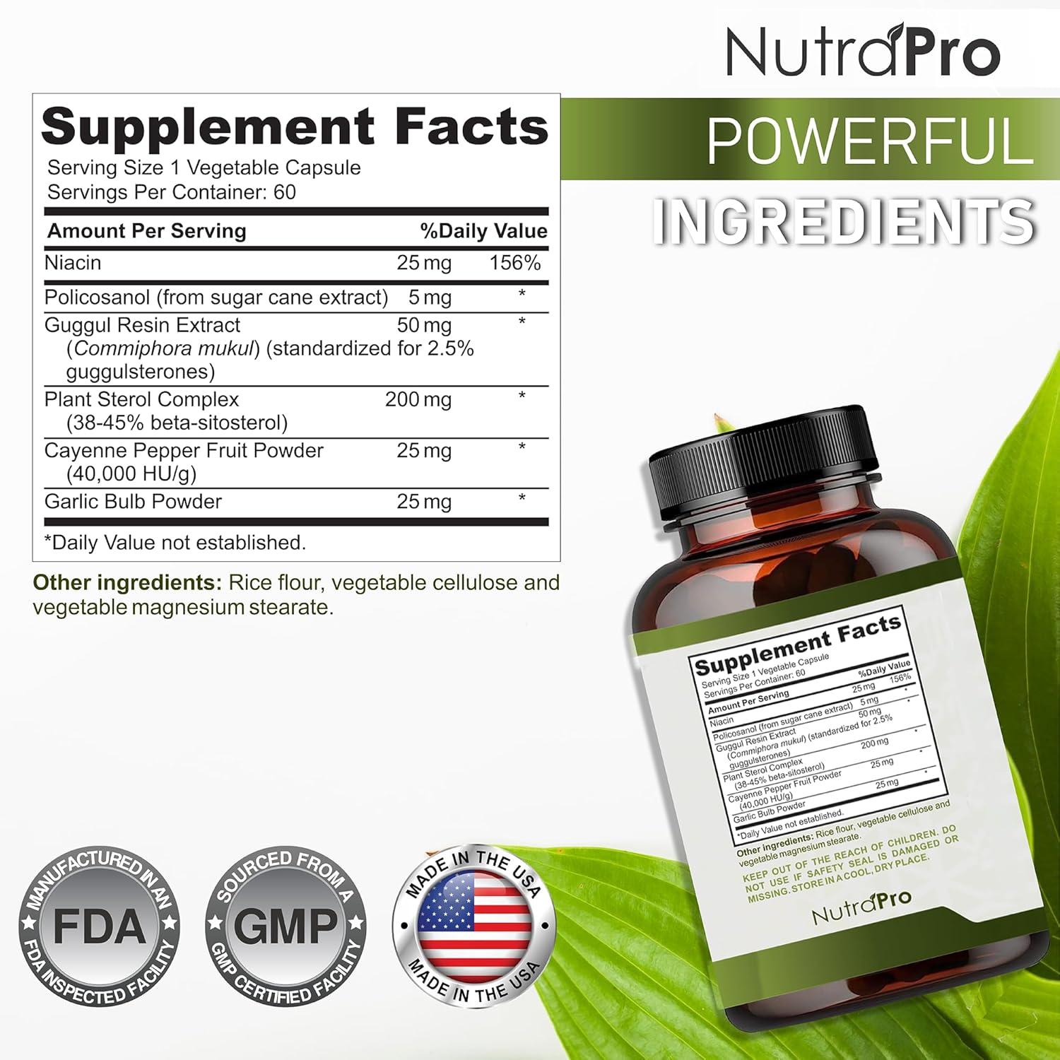 Heart Health Cholesterol Supplements - Cholesterol Health & Heart Support with Plant Sterols, Niacin & Garlic Powder.Vitamins Pills for Healthy Cholesterol and Healthy Heart.Two Months Supply. - Image 6