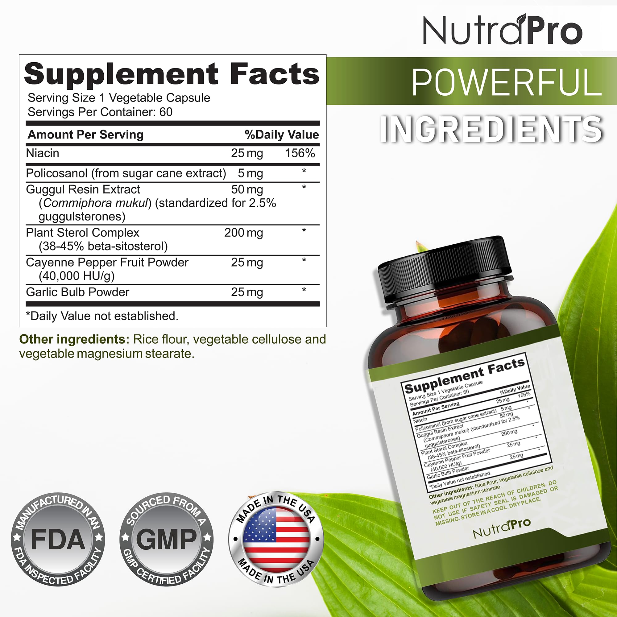 Heart Health Cholesterol Supplements - Cholesterol Health & Heart Support with Plant Sterols, Niacin & Garlic Powder.Vitamins Pills for Healthy Cholesterol and Healthy Heart.Two Months Supply. — Amazon image 6