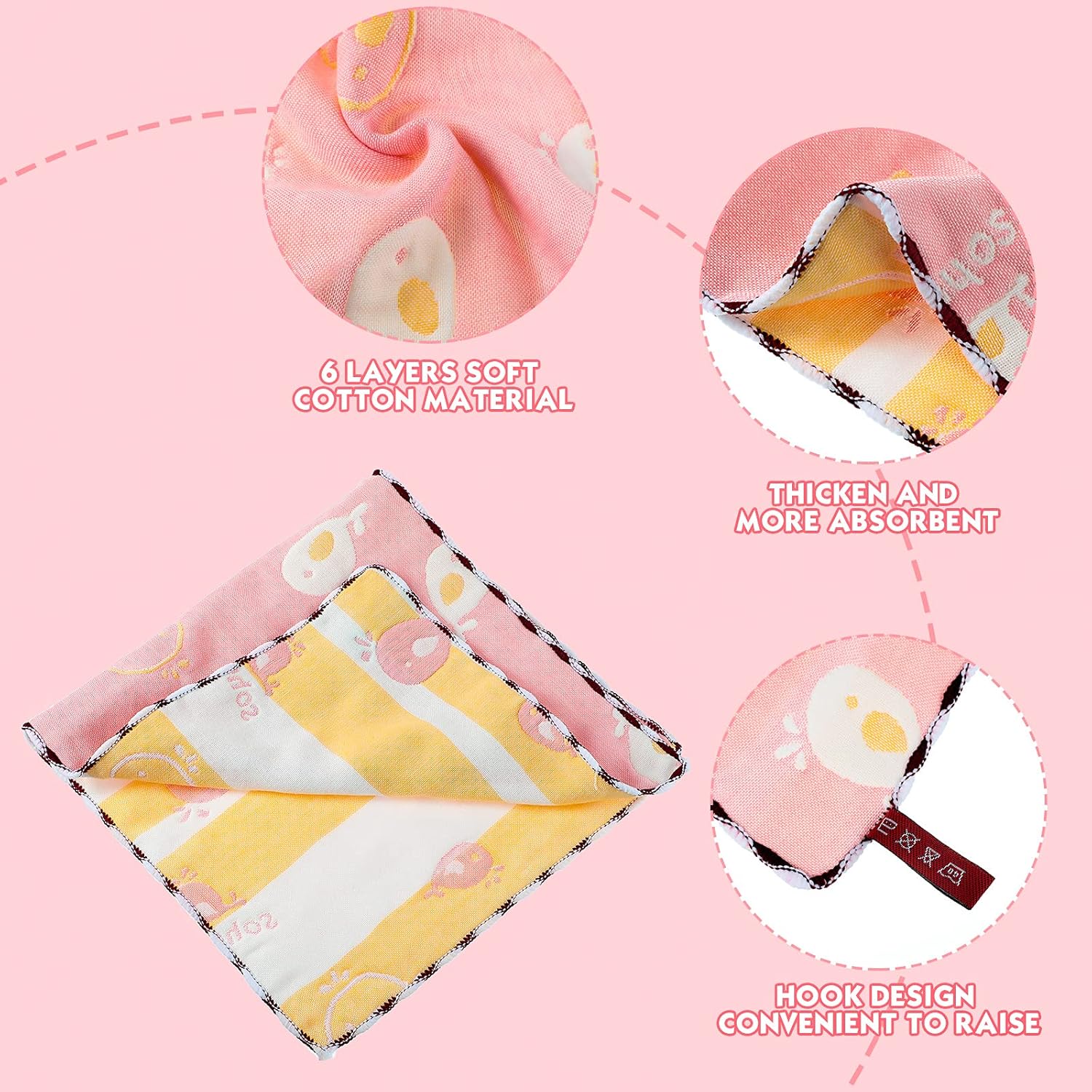 Newwiee 6 Pieces Muslin Baby Burp Cloths Infant Spit Up Thicken Burping Rags 6-Layer Absorbent Washcloths Soft Towel for Newborn Teething, 20 x 10 Inch (Fresh Color,Simple Style), SE-Newwiee-464907 : Baby