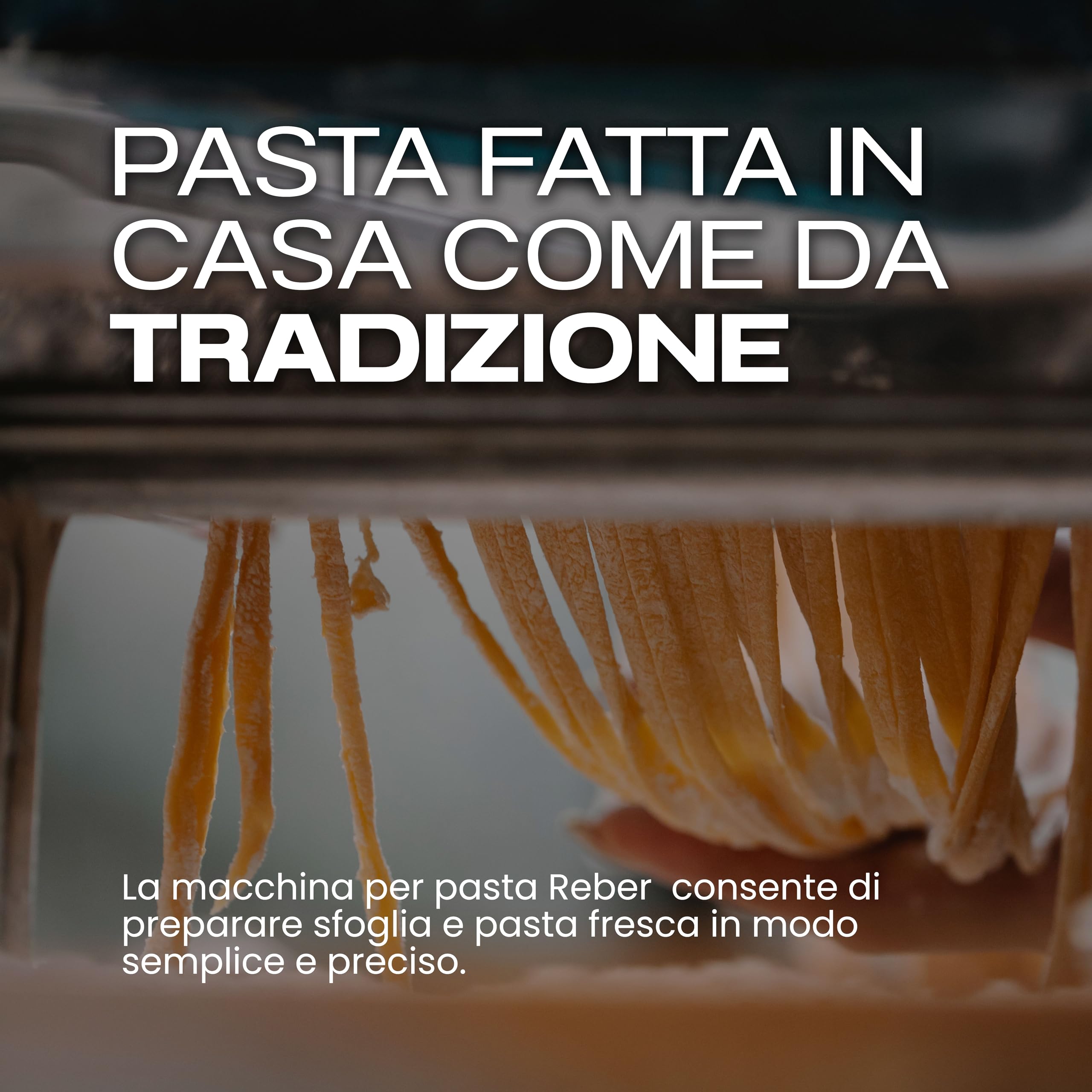 Reber Macchina per la Pasta Fresca Elettrica e Manuale 60 W, 2 Velocità | 9 Livelli di Spessore, Rulli da 150 mm, Sfogliatrice e Taglio Doppio 1,5 + 6,6 mm - PastaReber Kit Elettrico Silver