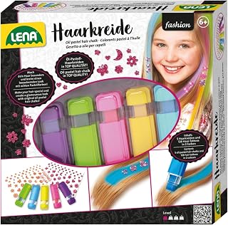 Lena 42536 – Juego de tizas Fashion pelo con 5 colores y 126 pelo – Tatuajes, lila/verde/rosa/amarillo/azul , color/modelo surtido