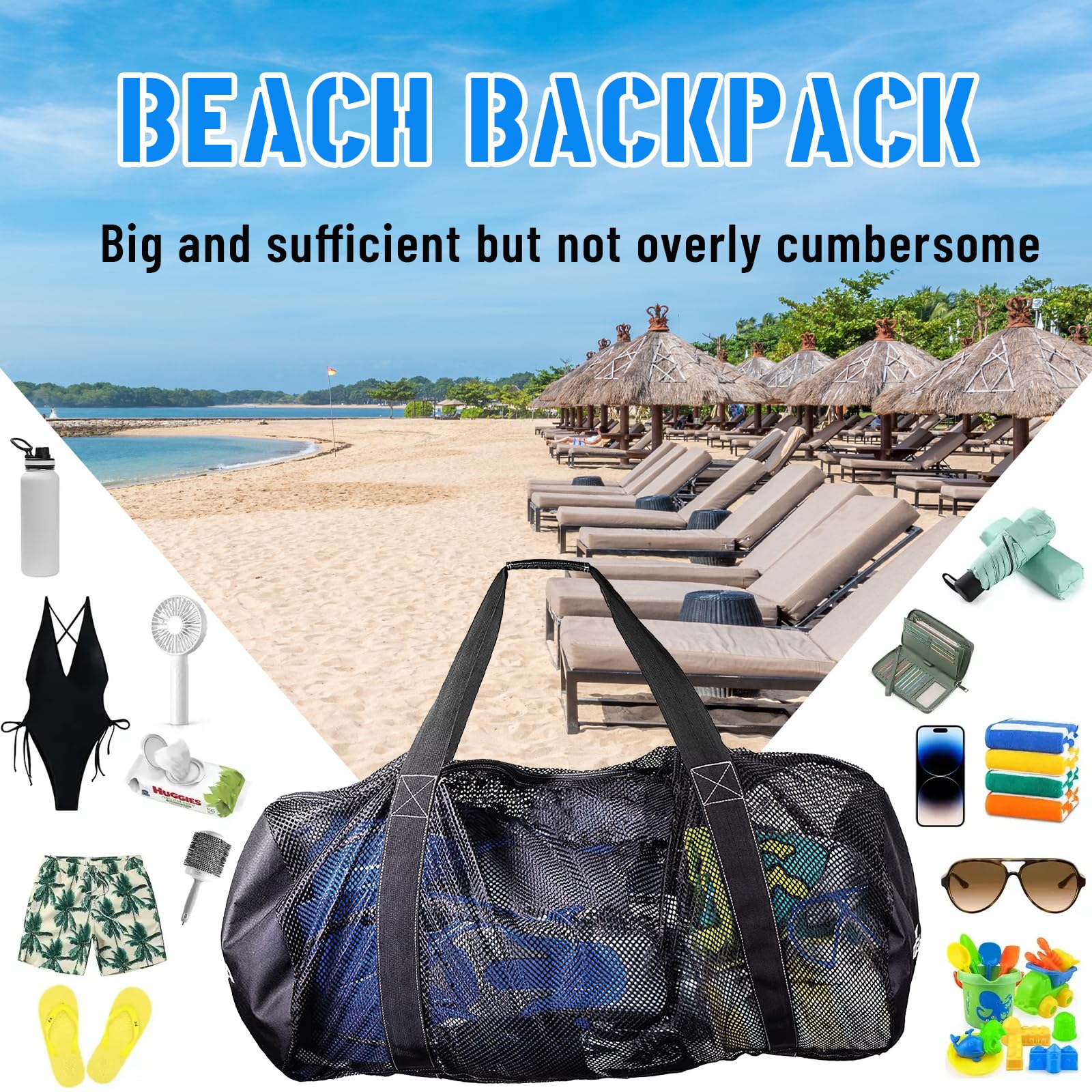 BOLORAMO Sac de plongée Sac de plongée en Maille Durable, pour bouée de marquage de(Le Noir
