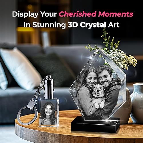 Miniatura 8 de 3D innovation Foto de cristal 3D, regalos conmemorativos personalizados para mamá, papá, esposa, hombres, mascotas, detalle de cristal grabado con