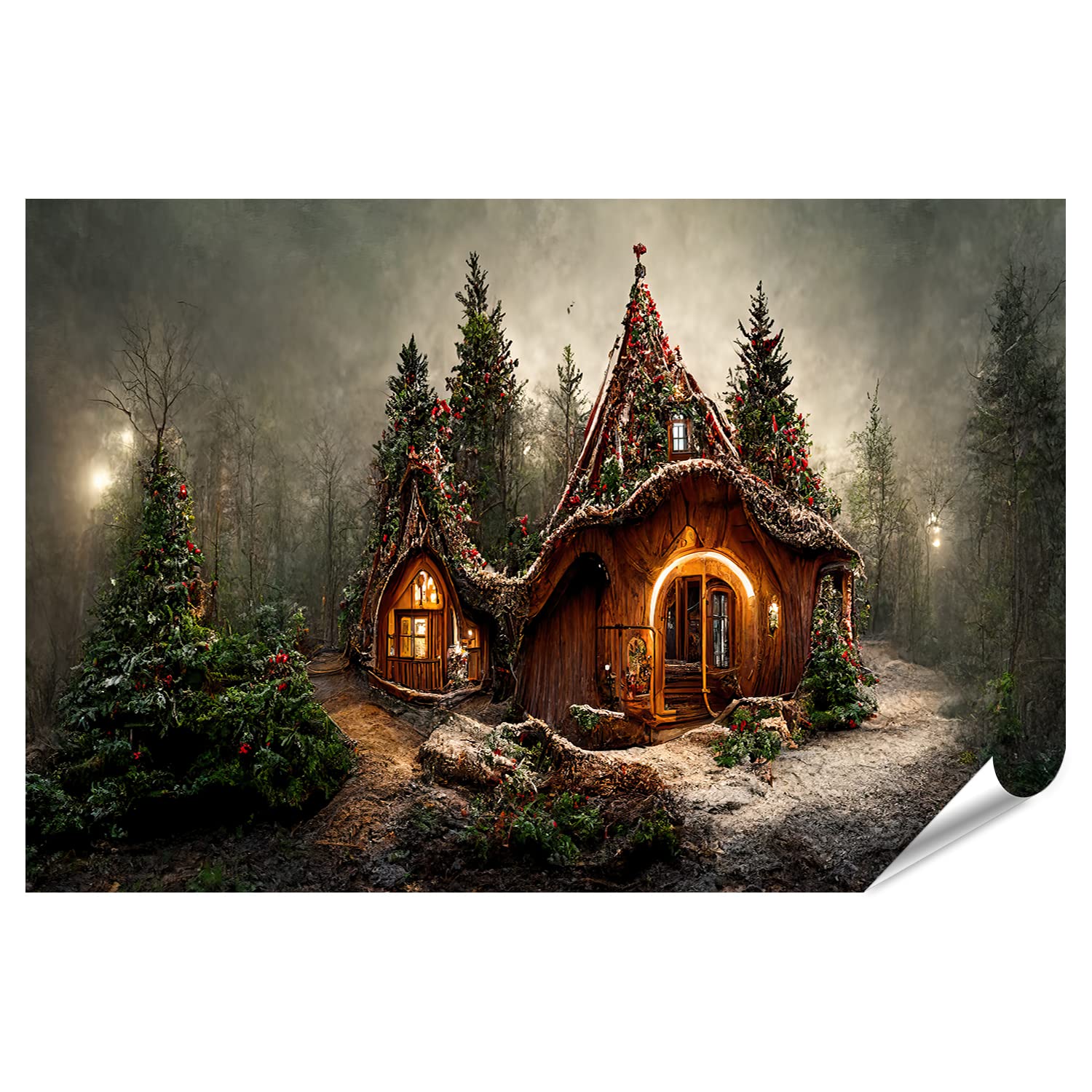 Weihnachts-Leinwandbild | Panorama 120x40 Cm | Hochwertiger Druck Auf Echter Leinwand | Mit Holzrahmen | Made In Germany