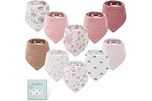 Yoofoss Baby Muslin Bibs: 10-Pack Bandana Drool Bibs for Boys & Girls