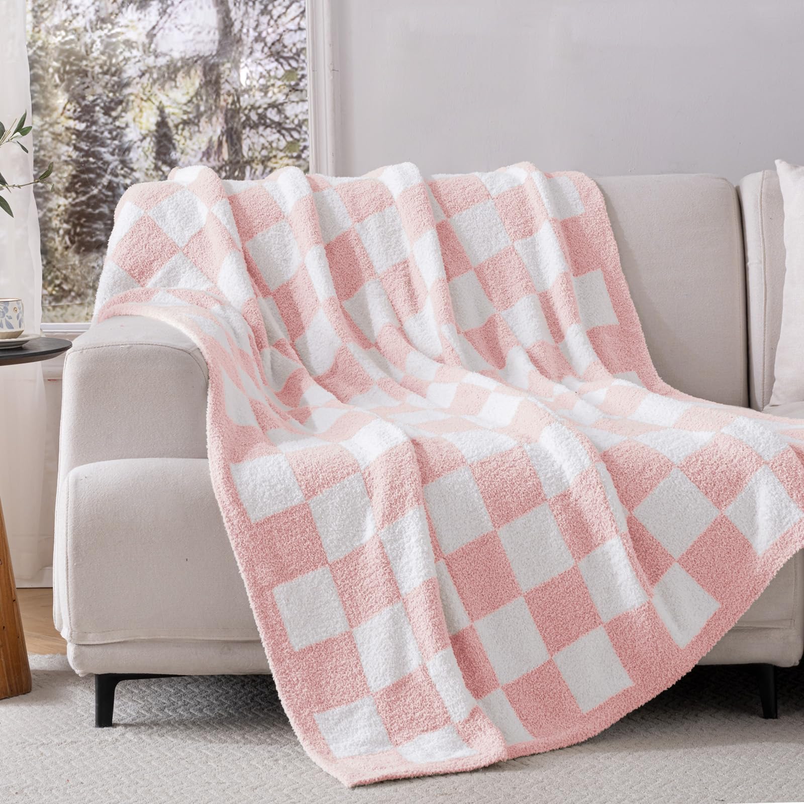Exclusivo Mezcla Gebreide Geruite Fleece Plaid Dekentje, Ultra