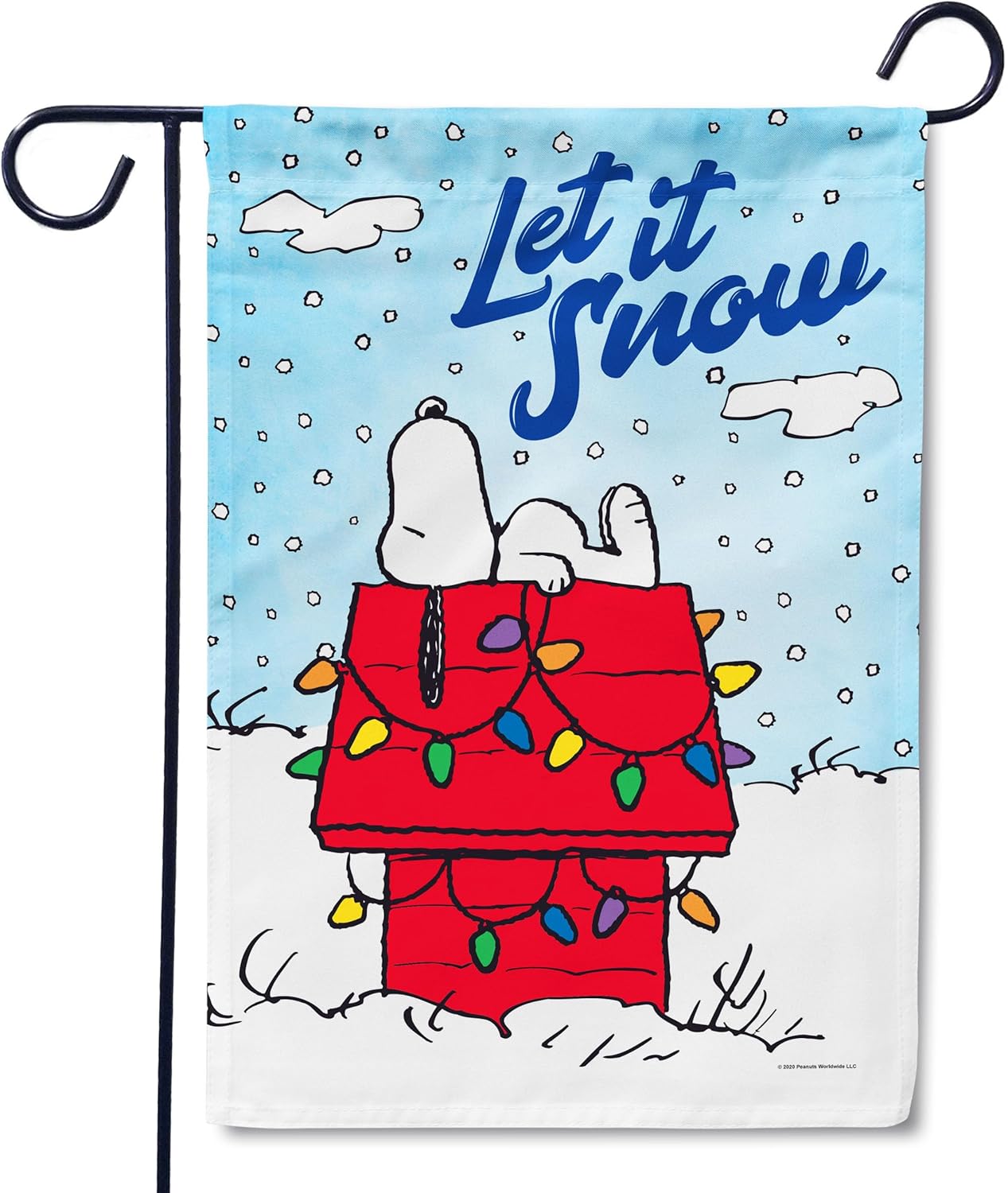 Flagology, PEANUTS Let it Snow – Garden Flag 12" x 18", Officially Licensed Peanuts®, Christmas