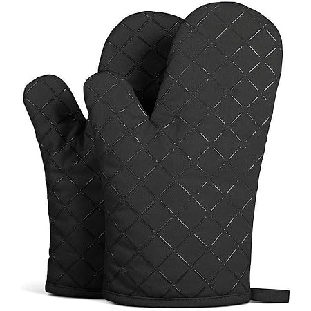 Amazon 断熱オーブンミトン Big Urite 鍋つかみ 耐熱ミトン クッキングミトン 滑り止め 厚手 左右兼用 手保護手袋 熱くない 安全 電子レンジ手袋 調理用手袋 キッチン手袋 着脱簡単 洗濯可能 耐熱温度250 2枚セット 黒い Big Urite ホーム キッチン