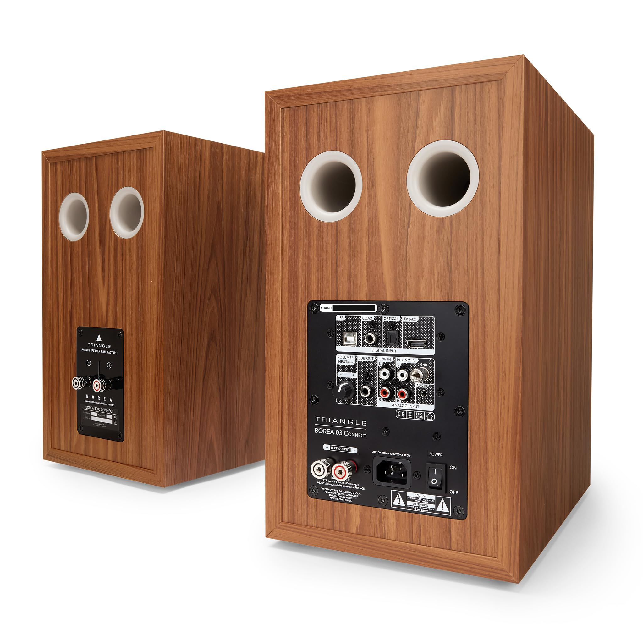 Triangle - Altavoces Activos BOREA BR03 Connect - Altavoces de Estantería Bluetooth con Amplificador 2X 60W - Audio HD - Entradas Phono/Plato TV ARC & USB - 206 x 360 x 314 mm - Roble (Par)