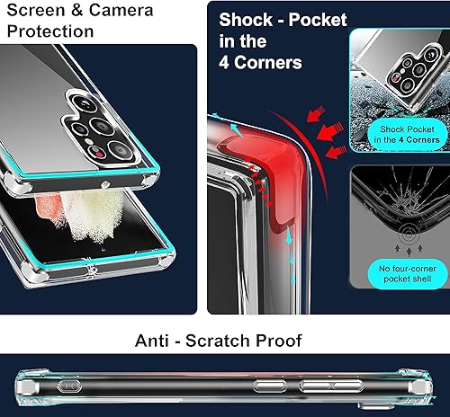 Miniatura 4 de Funda con función atril para Samsung Galaxy S22 Ultra, ajustable de 3 vías con soporte de metal, protección contra golpes de grado militar, cubierta