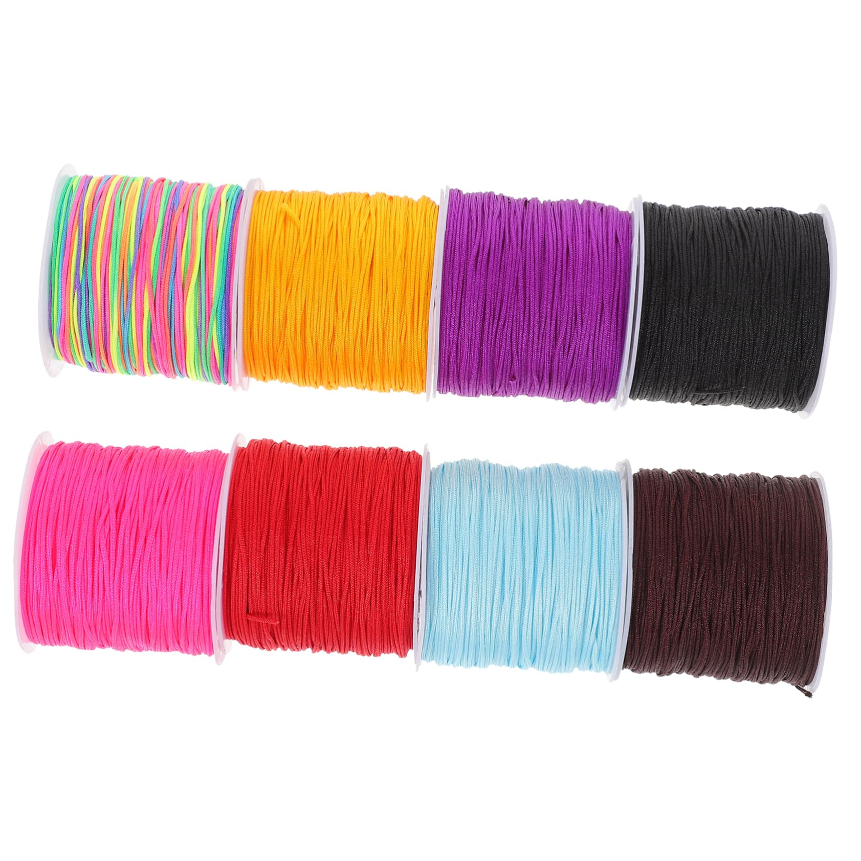 VILLCASE Cuerda Trenzada Enroscarse Kit De Cuentas De Pulsera Rosario Cordón De Pulsera Suministros De Tejer Hilo Usado De Ganchillo Hilo Para Manualidades Nylon 8 Rollos*4