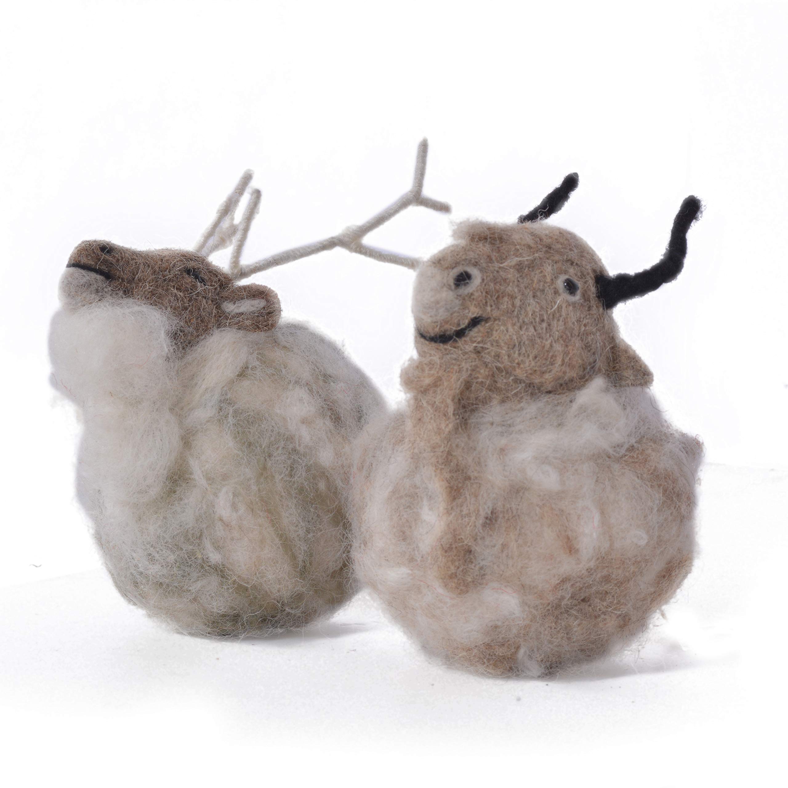De Kulture™ Hand Made Felt Reindeer and Bison Bauble Ornament (Set of 2) 2.5x4.5x3 (LWH) For Home Decoration Party Decorative Office Decor Ideal For Christmas Decoration