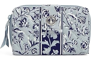 Women's Cotton Turnlock Wallet With RFID Protection, Perennials Gray - Recycled Cotton, One Size