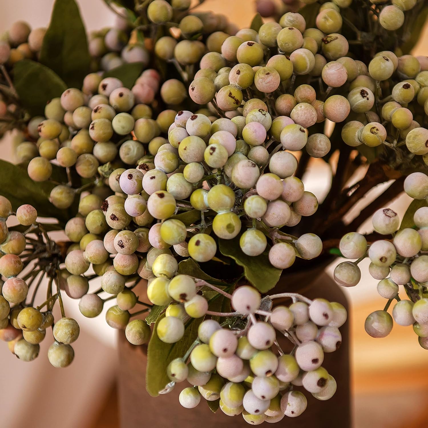 8 Bundles of 11.4" Artificial Berry Stems Floral Sprays Berry Fruit Picks for Home Décor Office Restaurant Wedding Garden Patio Shop Window Photography Props(Pinkish Green)