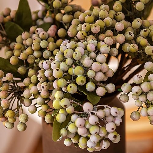 Miniatura 5 de 16 paquetes de tallos de bayas artificiales de 11.4 pulgadas, ramos florales, selecciones de frutas de bayas para decoración del hogar, oficina