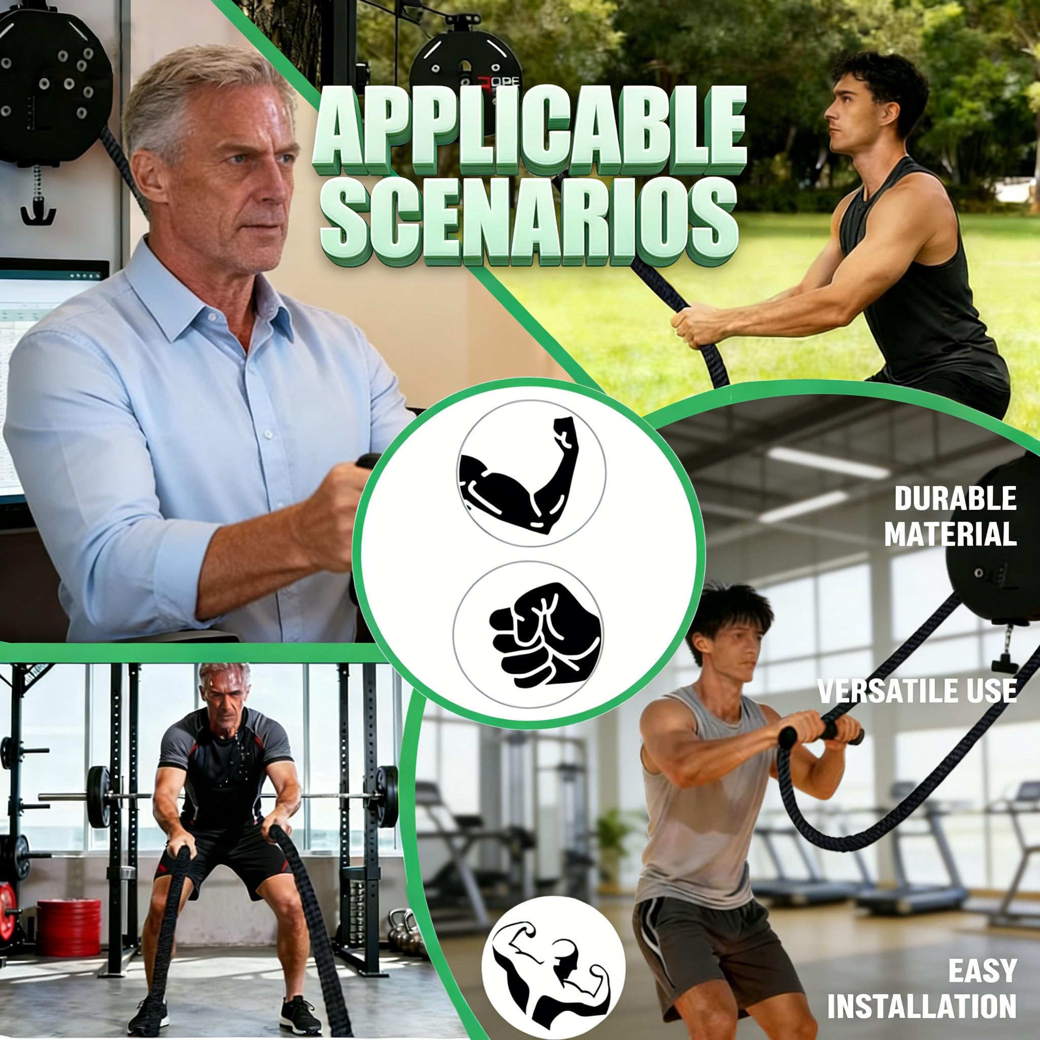 Entrenador De Cuerda Sin Fin con Resistencia Ajustable | Poleas De Cable Portátil para Gimnasio En Casa | Entrenamiento Completo para Brazos, Espalda, Agarre Y Coordinación