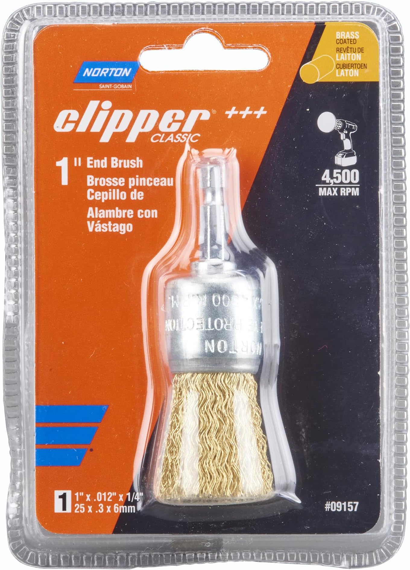 Wire Brush, Clipper 1" Wire End for Drill and Pencil Grinder, Coated Brass Brush for Cleaning, Crimped Wire Metal Brush, Pack of 1