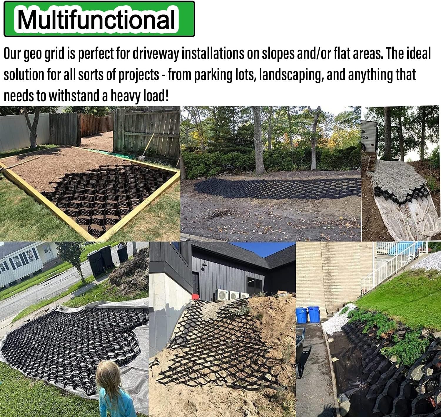 Commercial Geo Grid Driveway Stabilization Grids, 2" Thick Gravel Ground Grid 3.3ft/ 6.6ft/ 10ft/ 13ft/ 16ft/ 20ft Paver for Garden, Shed Base, Driveway & Patios ( Color : W X L , Size : 1m x 10m ( 3.