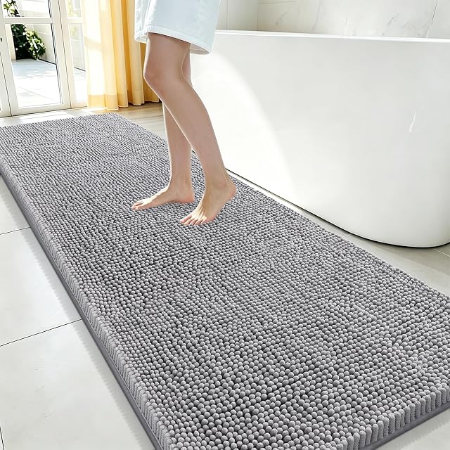 Smiry Smiry Bathroom Rugs 70X24, Luxury Chenille Extra Soft Absorbent Bath Mat
