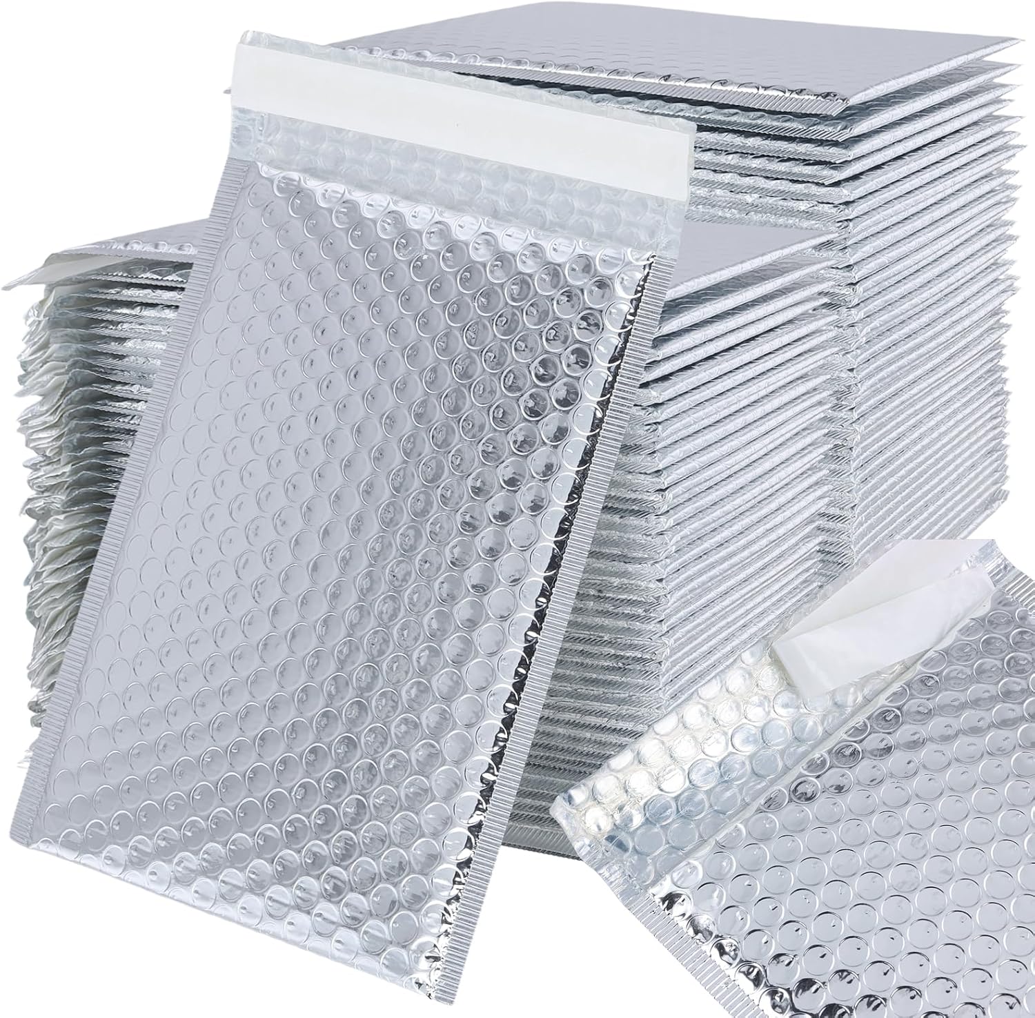 ZOENHOU 75 Pack 6 x 9 Inch Bubble Mailers Bulk, Bubble Mailer Poly Bags Padded Packaging Envelopes Silver Self Seal Envelope Mailers Waterproof Shockproof Foam Bag